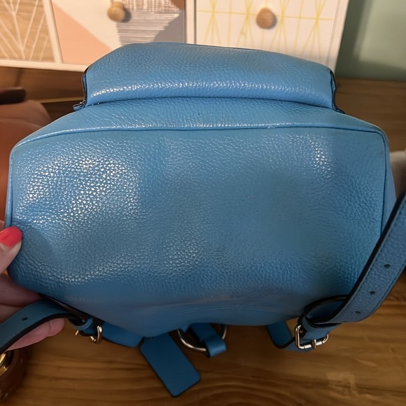 Coach Azure Blue Backpack Rusack - Pebble Leather #37581 - Picture 9 of 16